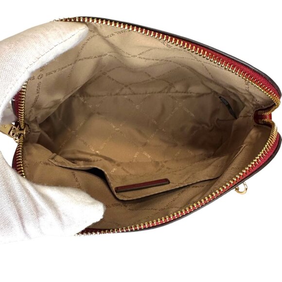 Michael Kors Jet Set Travel Medium Signature Logo Dome Crossbody Bag in Cherry - Picture 4 of 7